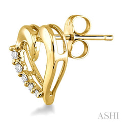 1/8 Ctw Round Cut Diamond Journey Earrings in 10K Yellow Gold