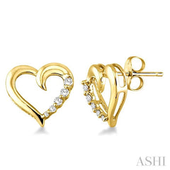 1/8 ctw Round Cut Diamond Journey Earrings in 10K Yellow Gold