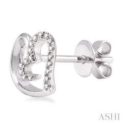 1/10 ctw Round Cut Diamond Heart Shape Earrings in 14K White Gold