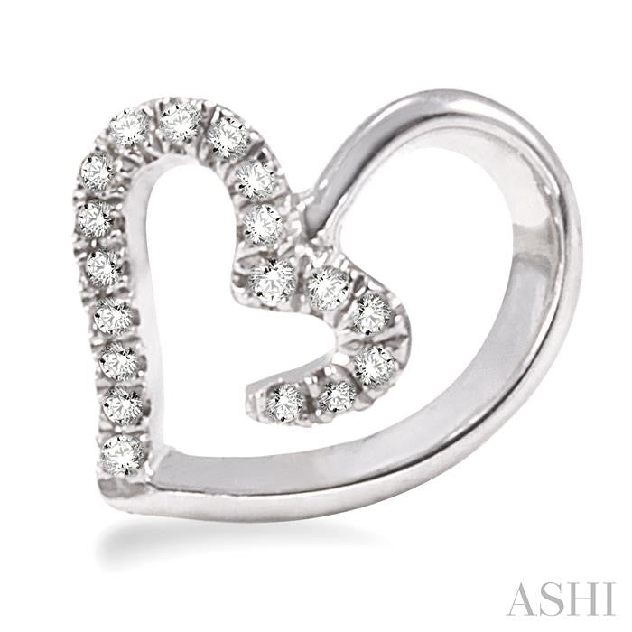 1/10 ctw Round Cut Diamond Heart Shape Earrings in 14K White Gold
