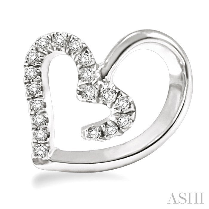 1/10 Ctw Round Cut Diamond Heart Shape Earrings in 14K White Gold