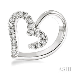 1/10 Ctw Round Cut Diamond Heart Shape Earrings in 14K White Gold