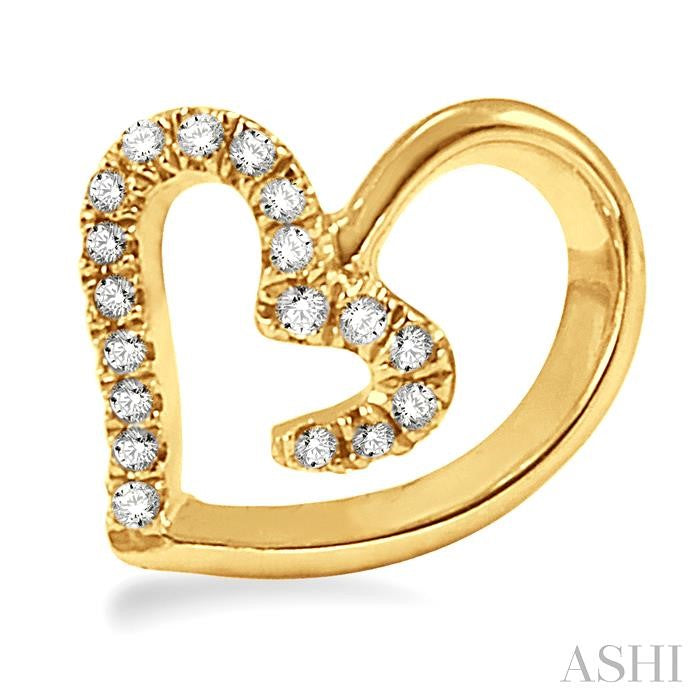 1/10 ctw Round Cut Diamond Heart Shape Earrings in 14K Yellow Gold