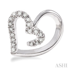 1/10 ctw Round Cut Diamond Heart Shape Earrings in 10K White Gold