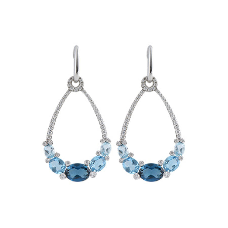 14KT Gold Blue Topaz Earrings