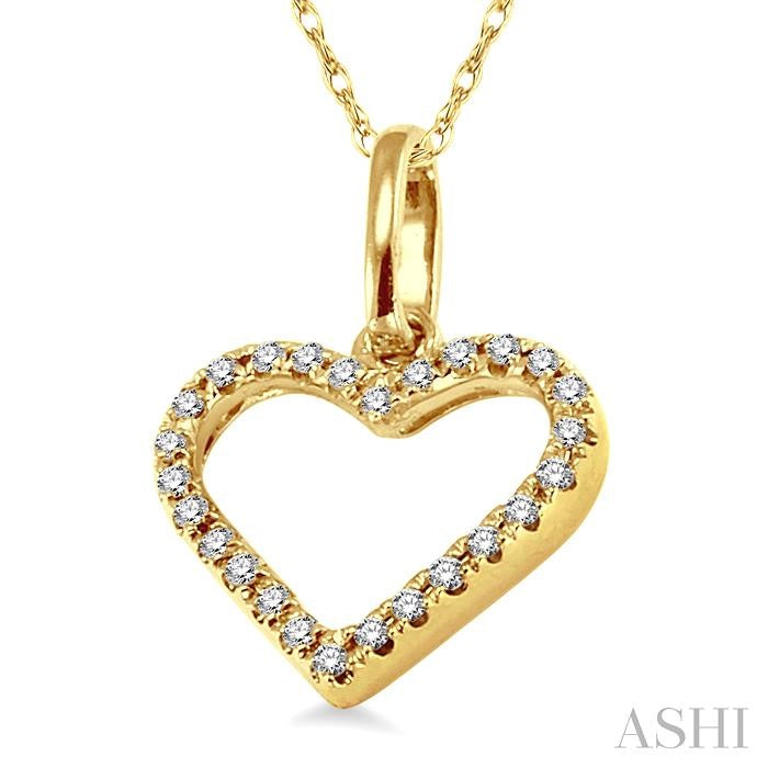 1/10 ctw Round Cut Diamond Heart Shape Pendant in 14K Yellow Gold with Chain
