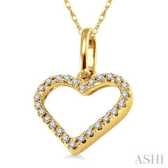 1/10 ctw Round Cut Diamond Heart Shape Pendant in 14K Yellow Gold with Chain