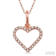 1/10 ctw Round Cut Diamond Heart Shape Pendant in 10K Rose Gold with Chain
