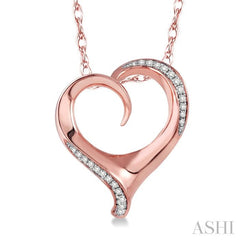 1/6 ctw Round Cut Diamond Heart Pendant in 14K Rose Gold with Chain