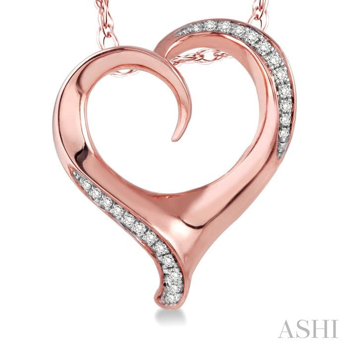 1/6 ctw Round Cut Diamond Heart Pendant in 14K Rose Gold with Chain