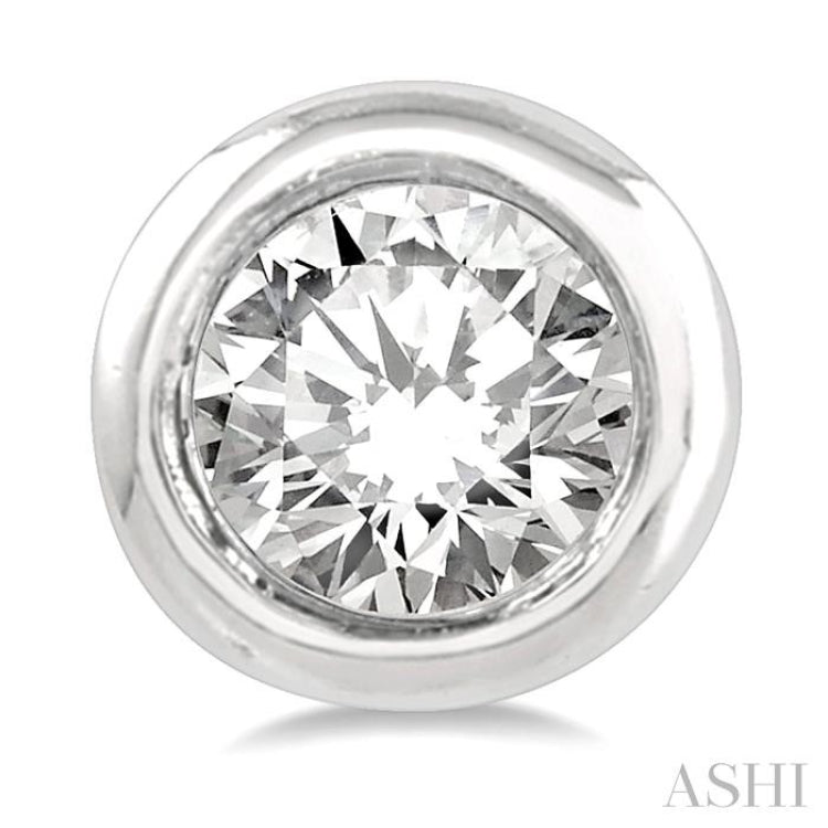 1/10 Ctw Bezel Round Cut Diamond Petite Stud Earrings in 10K White Gold