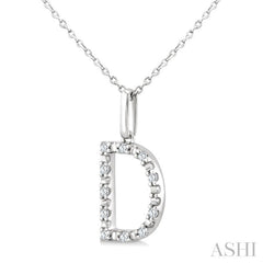 1/10 Ctw Initial 'D' Round Cut Diamond Fashion Pendant With Chain in Sterling Silver