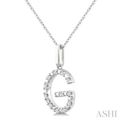 1/10 Ctw Initial 'G' Round Cut Diamond Fashion Pendant With Chain in Sterling Silver