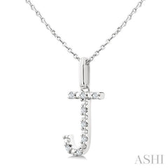 1/20 Ctw Initial 'J' Round Cut Diamond Fashion Pendant With Chain in Sterling Silver