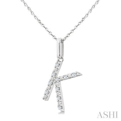 1/20 Ctw Initial 'K' Round Cut Diamond Fashion Pendant With Chain in Sterling Silver