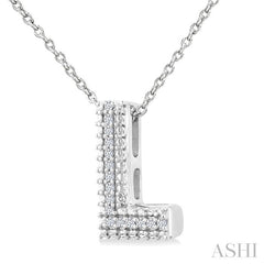 1/20 Ctw Bubble Accent Initial 'L' Round Cut Diamond Fashion Pendant With Chain in Sterling Silver