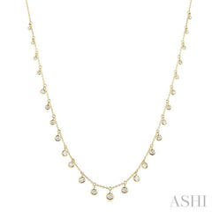 5/8 Ctw Bezel Set Round Cut Diamond Station Necklace in 14K Yellow Gold