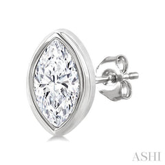 1/5 Ctw Petite Bezel Set Marquise Cut Diamond Fashion Stud Earrings in 10K White Gold