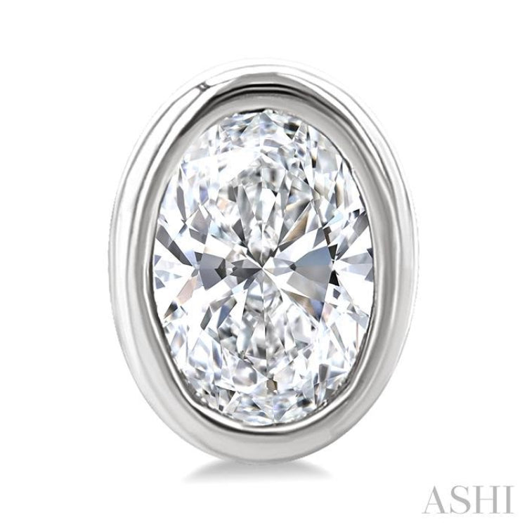 1/5 Ctw Petite Bezel Set Oval Cut Diamond Fashion Stud Earrings in 10K White Gold