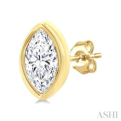1/5 Ctw Petite Bezel Set Marquise Cut Diamond Fashion Stud Earrings in 10K Yellow Gold