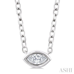 1/6 Ctw Petite East-West Bezel Set Marquise Cut Diamond Fashion Pendant With Chain in 10K White Gold