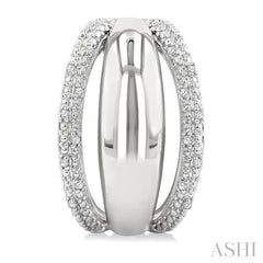 1/10 Ctw Split Dome Shape Round Cut Diamond Bold Half Hoop Earrings in Sterling Silver