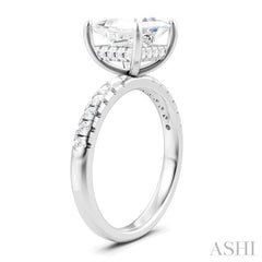 1/3 Ctw Princess Shape Round Cut Diamond Semi-Mount Engagement Ring in 14K White Gold
