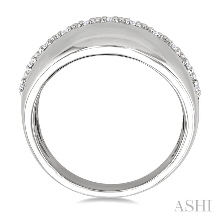 1/10 Ctw Bold Wide Center Round Cut Diamond Fashion Ring in Sterling Silver