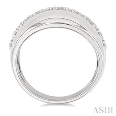 1/10 Ctw Bold Wide Center Round Cut Diamond Fashion Ring in Sterling Silver