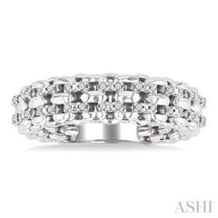 1/10 Ctw Bold Cable Chain Inspired Round Cut Diamond Fashion Ring in Sterling Silver