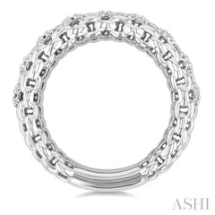1/10 Ctw Bold Cable Chain Inspired Round Cut Diamond Fashion Ring in Sterling Silver