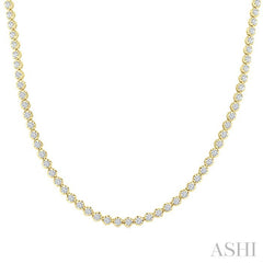 10 Ctw Illusion Round Cut Diamond Eternity Tennis Necklace in 14K Yellow Gold