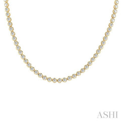 10 Ctw Illusion Round Cut Diamond Eternity Tennis Necklace in 14K Yellow Gold