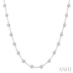 5 Ctw Bezel Set Round Cut Diamond Station Necklace in 14K White Gold