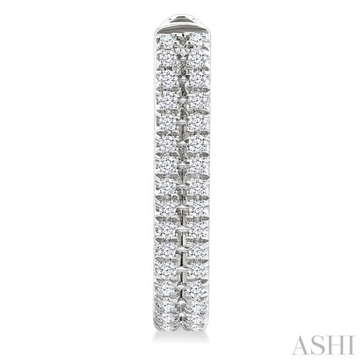1/5 Ctw Twin Row Round Cut Diamond Fashion Hoop Earrings in 10K White Gold