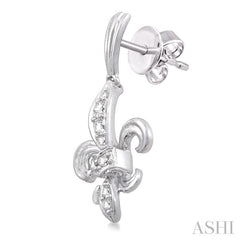 1/4 ctw Round Cut Diamond Fleur De Lis Earrings in 14K White Gold