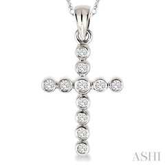 1/4 ctw Round Cut Diamond Cross Pendant in 14K White Gold with Chain