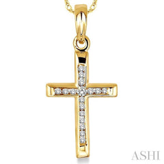 1/10 ctw Single Cut Diamond Cross Pendant in 10K Yellow Gold with Chain