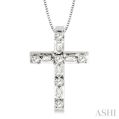 1/4 ctw Diamond Cross Pendant in 14K White Gold with chain