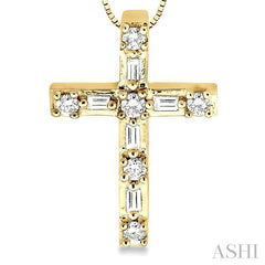 1/4 ctw Diamond Cross Pendant in 14K Yellow Gold with chain