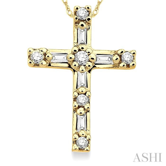 1/10 ctw Diamond Cross Pendant in 14K Yellow Gold with Chain