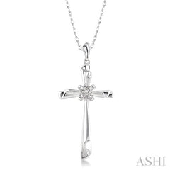 1/20 ctw Round Cut Diamond Pendant in 14K White Gold with Chain