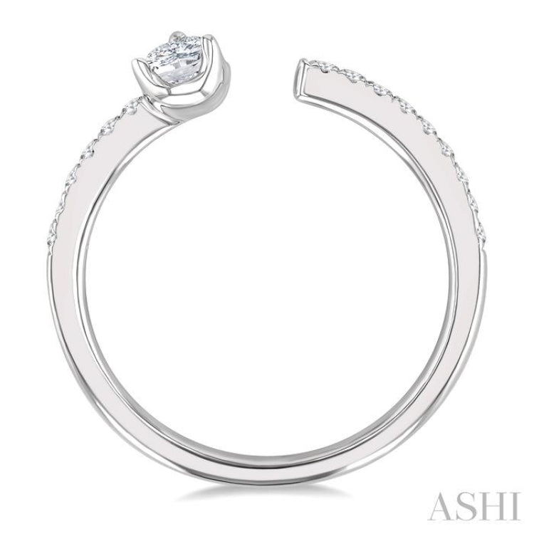3/8 Ctw Pear and Round Cut Diamond Fashion Open Ring in 14K White Gold