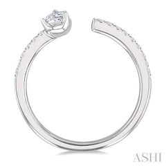 3/8 Ctw Pear and Round Cut Diamond Fashion Open Ring in 14K White Gold
