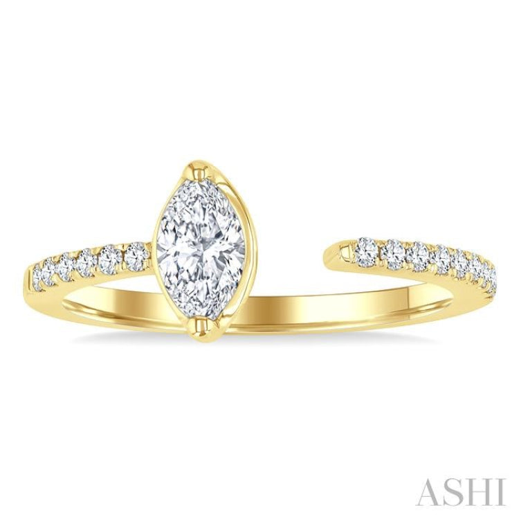 3/8 Ctw Marquise and Round Cut Diamond Fashion Open Ring in 14K Yellow Gold