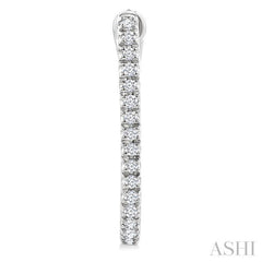 1/10 Ctw Round Cut Diamond Fashion Hoop Earrings in 10K White Gold