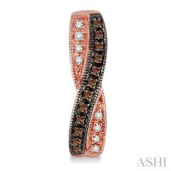 1/4 ctw White and Champagne Brown Single Cut Diamond Earrings in 10K Rose Gold