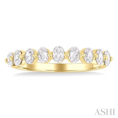 3/4 ctw Half Eternity Oval Cut Diamond Fashion Band in 14K Yellow Gold