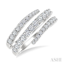 1 Ctw Spiral Round Cut Diamond Fashion Open Wrap Band in 14K White Gold