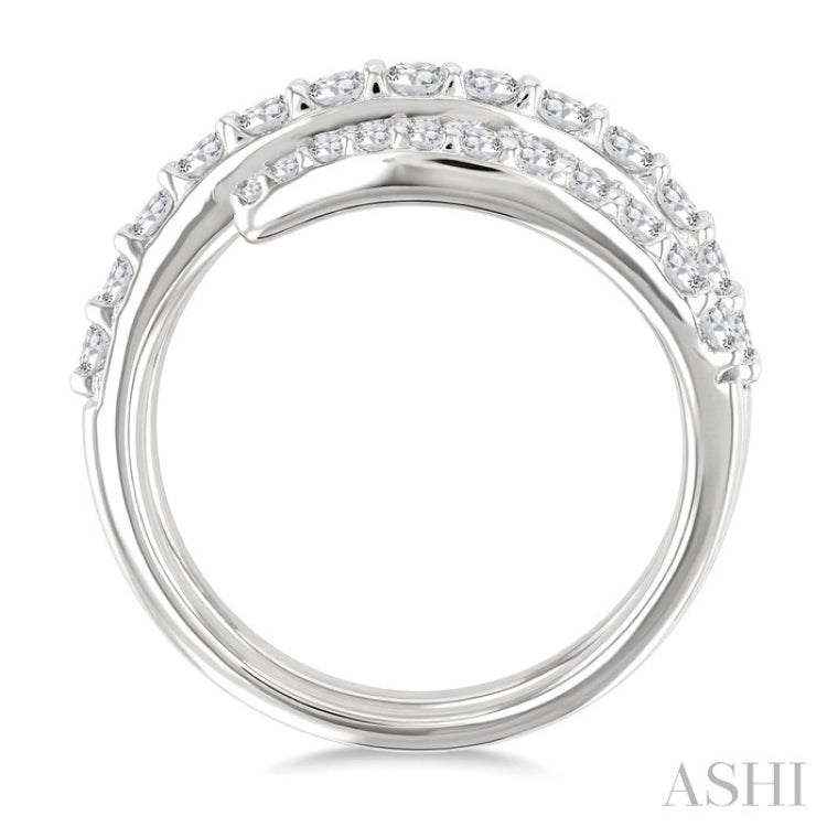 1 Ctw Spiral Round Cut Diamond Fashion Open Wrap Band in 14K White Gold